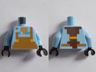 Torso Pixelated Medium Nougat Overalls, Medium Tan Neck, Reddish Brown Ponytail on Back Pattern / Bright Light Blue Arms / Black Hands