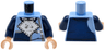 Torso Sweater with Dark Blue Panels and Light Bluish Gray Rectangles, White Shirt, Napkin with Spots Pattern / Dark Blue Arms / Light Nougat Hands