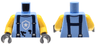 Torso Police Sleeveless Shirt with White Star Badge Logo, Dark Blue Suspenders and Black Splotches Pattern / Yellow Arms / Dark Bluish Gray Hands