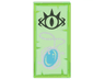 Tile 1 x 2 with Black Goblin Eye and Silver Necklace with Medium Azure Amulet on Yellowish Green Parchment Background Pattern