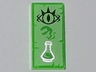 Tile 1 x 2 with Black Goblin Eye and Silver Erlenmeyer Flask with Bright Green Vapors on Yellowish Green Parchment Background Pattern