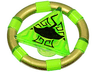 Ring with Center Triangle with Gold Bands and Manta Ray Pattern (Atlantis Treasure Key)
