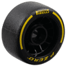 Wheel 24 x 13.4 with Pin Hole with Molded Black Hard Rubber Tire and Printed Yellow 'PIRELLI', 'P ZERO' and Arcs Pattern