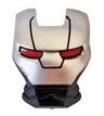 Minifigure, Visor Top Hinge with Silver Face Shield, Red Eyes, Black Trapezoid Pattern