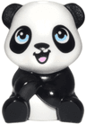 Panda, Friends Style, Baby Cub, Sitting with Molded White Head and Body and Printed Black Nose and Eye Patches and Bright Light Blue Eyes, Open Mouth with Bright Pink Tongue Pattern (BaoBao)