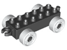 Duplo Car Base 2 x 6 with Open Hitch End and White Wheels with Fake Bolts