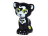 Cat, Mini Doll Style, Sitting with Lime Eyes and Eyebrows, Black Eyelashes and Nose, White Inner Ears and Patches, Silver Claws, Diamond with Bat Wings Symbol Pattern (Elves Jynx)
