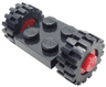 Plate, Modified 2 x 2 with Red Wheels with Black Tires 15mm D. x 6mm Offset Tread Small (122c01 / 3641)