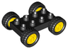 Duplo Car Base 2 x 4 with Fixed Axles, Black Tires and Yellow Wheels