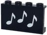 Panel 1 x 4 x 2 with Side Supports - Hollow Studs with 3 White Music Notes Pattern