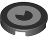 Tile, Round 2 x 2 with Bottom Stud Holder with White Eye and Black Pupil Pattern