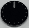 Tile, Round 2 x 2 with Bottom Stud Holder with Silver Knob / Dial Pattern