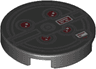 Tile, Round 2 x 2 with Bottom Stud Holder with Red Lights and Black Concentric Circles (Proton Pack) Pattern