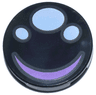 Tile, Round 2 x 2 with Bottom Stud Holder with Eye with White Ovals and Medium Lavender Crescent Pattern