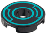 Tile, Round 2 x 2 with Hole with Dark Turquoise Concentric Circles with Insets Pattern