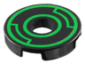 Tile, Round 2 x 2 with Hole with Bright Green Concentric Circles with Insets Pattern