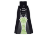 Mini Doll Hips and Skirt Full Length with Lime and Silver Diamond Inset Pattern - Thick Hinge