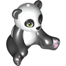 Panda, Mini Doll Style, Sitting with Molded White Head, Stomach and Back and Printed Black Nose and Eye Patches, Lime Eyes and Bright Pink Paws Pattern