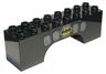 Duplo, Brick 2 x 8 x 2 Arch with Stonework and Black Bat on Yellow Background Batman Logo Pattern