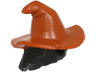 Minifigure, Hair Combo, Hair with Hat, Mid-Length Scraggly with Molded Dark Orange Floppy Witch Hat Pattern