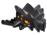 Dragon Head (Ninjago) Jaw with Spikes, 8 Studs and 2 Bar Handles on Back with Bright Light Orange Eyes and Dark Red Scales Pattern