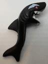 Minifigure, Headgear Head Cover, Costume Shark Head, Tail and Fin with Red Eyes, White Eyebrows and Teeth Pattern