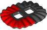 Minifigure Skirt Plastic, Ruffled (Ballerina Tutu) with Red Half Pattern