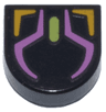 Tile, Round 1 x 1 Half Circle Extended with Dark Pink, Bright Light Orange, and Lime RGB Gaming Mouse Pattern
