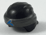 Minifigure, Headgear Ninjago Wrap Type 3 with Molded Pearl Dark Gray Bandana and Knot and Printed Dark Azure Ninjago Logogram Letter W Pattern