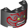 Cylinder Half 2 x 4 x 2 with 1 x 2 Cutout with Red Face, Green Eyes and White Teeth Pattern