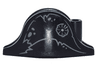 Minifigure, Headgear Hat, Pirate Bicorne with Tattered Lines and Spots and Silver Emblem Pattern