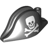 Minifigure, Headgear Hat, Pirate Bicorne with White Skull and Crossbones, Squared Cranium and Neutral Eye Sockets Pattern