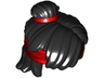 Minifigure, Hair Mid-Length Tousled, Top Knot Bun with Molded Red Headband and Hair Tie Pattern