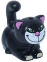 Cat, Friends Style, Large, Sitting with Bright Green Eyes, White Muzzle, Dark Pink Nose and Inner Ears, Tan Paws, Wide Grin with Lower Fang Pattern (Lucifer)