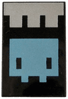 Tile 2 x 3 with Pixelated Silver Banner and Metallic Light Blue Minecraft Creature Pattern