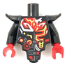 Torso, Modified Short with Smooth Armor Breastplate with Shoulder Pads and Red, Yellow and White Tribal Pattern / Black Arms / Red Hands