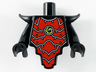 Torso, Modified Short with Smooth Armor Breastplate with Shoulder Pads and Red Armor Plates, Silver Edges and Lime Swirl Pattern / Black Arms / Black Hands
