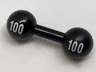 Minifigure, Utensil Barbell with White '100' on Ends Pattern