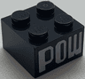 Brick 2 x 2 with White 'POW' Pattern on Two Sides