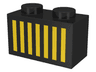 Brick 1 x 2 with Yellow Grille with 7 Vertical Lines Pattern