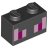 Brick 1 x 2 with Bright Pink and Magenta Rectangles Pattern (Minecraft Ender Dragon Eyes)