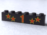 Brick 1 x 6 with Red Number 1 and Stars with Yellow Border Pattern