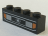 Brick 1 x 4 with Silver Car Headlights, Orange Signal Lights, Black Grille with White Triangle in Oval Logo Pattern