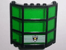 Window Bay 3 x 8 x 6 with Fixed Trans-Green Glass with Yellow Star Police Shield Logo on White Stripes Pattern