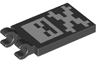 Tile, Modified 2 x 3 with 2 Clips with Pixelated Skull and Crossbones Minecraft Pattern