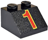 Slope 45 2 x 2 with Red Number 1 with Yellow Outline Pattern