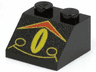 Slope 45 2 x 2 with RoboForce Red Chevron and Yellow Eye Pattern