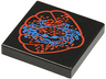 Tile 2 x 2 with Blue and Red Scallop and Crab Pattern