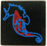 Tile 2 x 2 with Blue and Red Seahorse Pattern