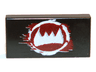 Tile 1 x 2 with White Fangs and Dark Red Pattern